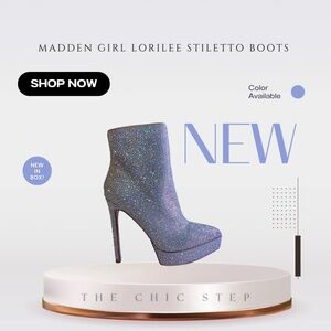 Madden Girl Women’s Lorilee Rhinestone Pointed Toe Stiletto Boots Multicolor